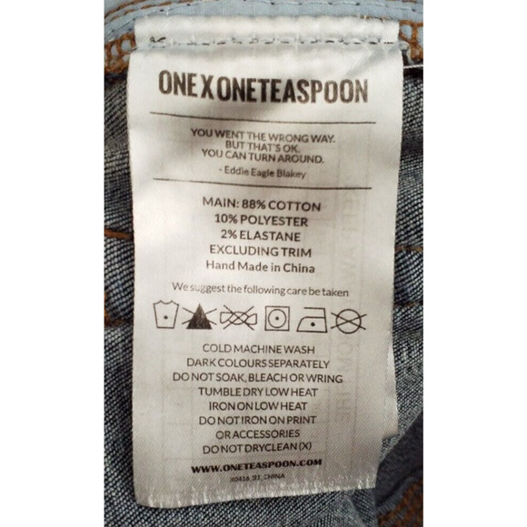 One Teaspoon Skinny Jeans Blue Mid Rise Stretch Denim Size 29 - Picture 6 of 6